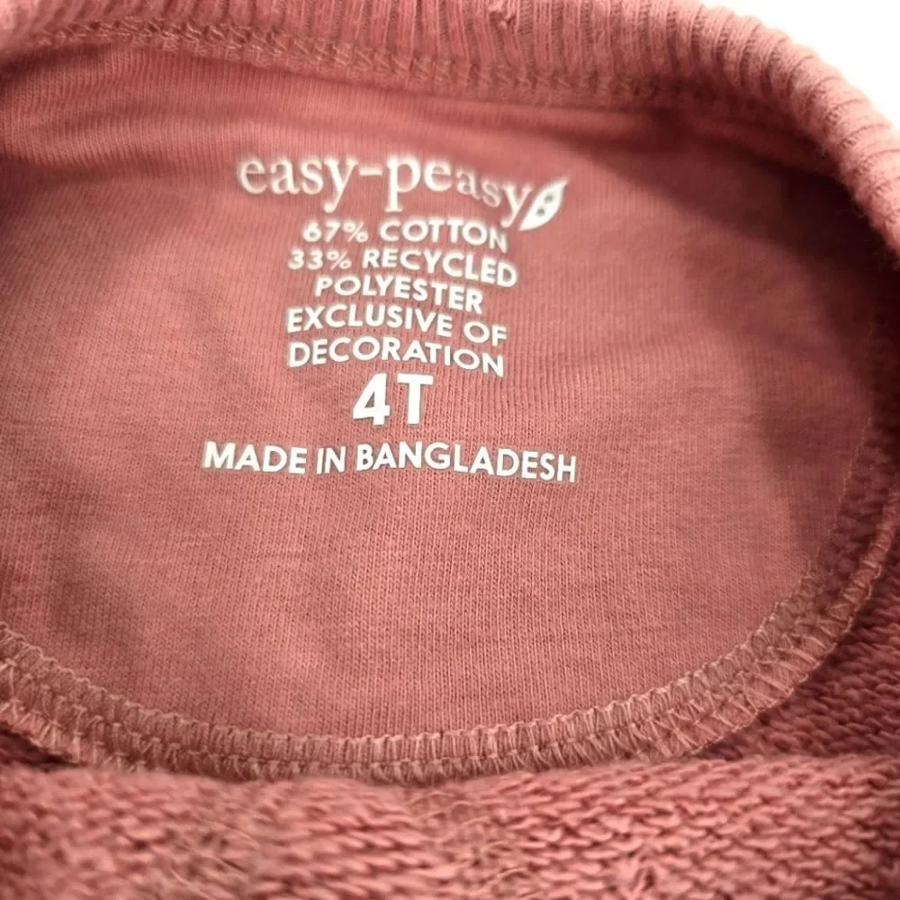 Easy Peasy Pink Kids Sweatshirt Top Size 4T